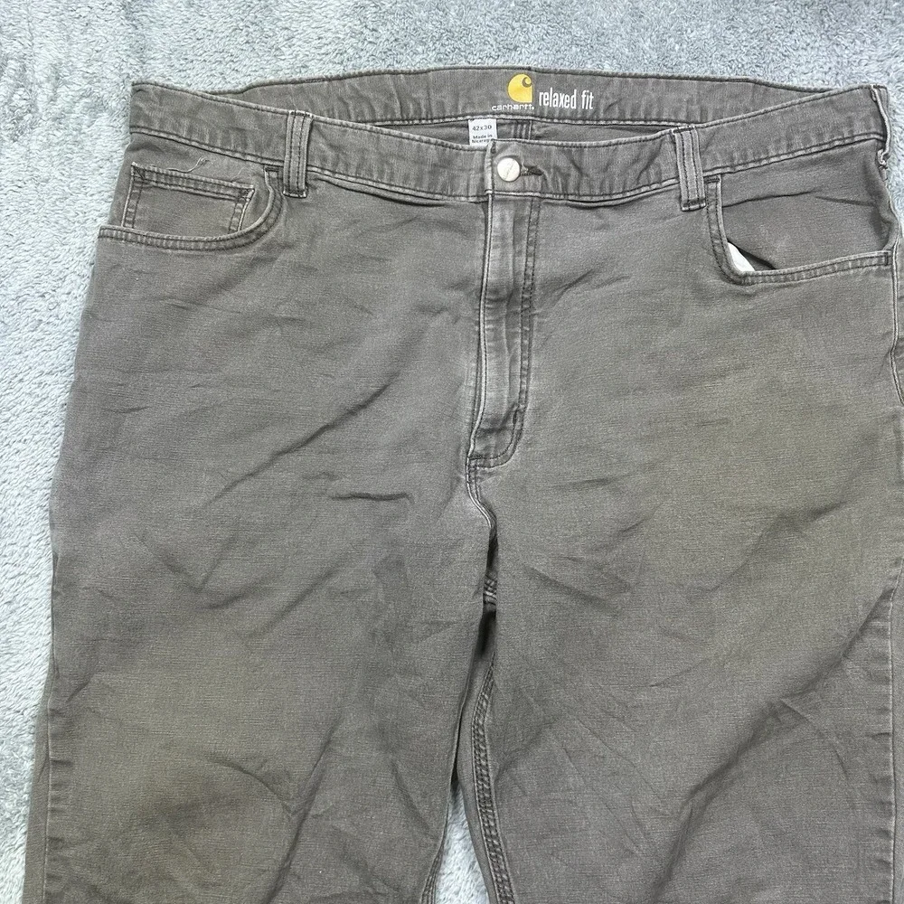 Carhartt Rugged Flex Relaxed Fit 5-Pocket Work Pants Jeans Men's 42x30 Gray SPOT